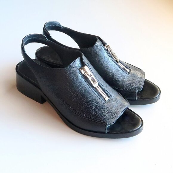 3.1 Phillip Lim Black Leather Open Toe Slingback Block Heel Loafers / Shoes 8.5 - Picture 1 of 16